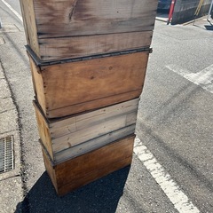 屋外用木製りんご箱と蓋