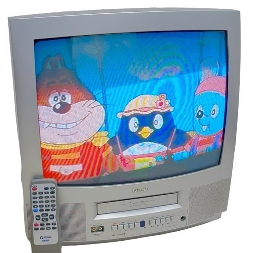 ◯フナイ 20型 テレビデオ ビデオ内蔵型テレビ VHS FUNAI VC-D20N1 ブラウン管 20インチ 2チューナー リモコン付属 中古品■ジモティ姫路