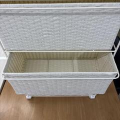 ラタン調 ランドリーチェスト 引き出し3杯タイプ ホワイトの画像