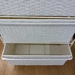 ラタン調 ランドリーチェスト 引き出し3杯タイプ ホワイトの画像