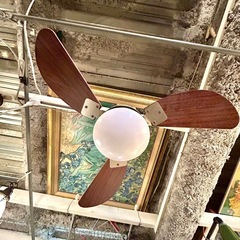 《売約済》【武蔵小山店】 VENTOTA Pula22 リモコン付き シーリングファンライト LED リモコン付 DCモーター 傾斜天井 ライトファン付き照明 風量調節 静か 扇風機 天井ファン LED 照明 換気 寝室 和室 シーリングライト ランプ シーリングランプ 3枚羽 予備羽3枚付きの画像
