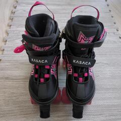 ローラースケート KASACA.ブラック x ピンク 21-24...