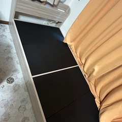 シングルベッドフレーム 二口コンセント付き 二杯引出し ベ…