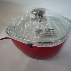 開封未使用品 D&S IH対応 20cm 両手鍋 マーメイド スクエア キャセロール DSMSC20-WHRE レッド ガラス蓋付 鍋 調理器具 札幌市東区 新道東店の画像