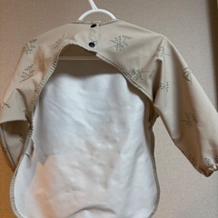 お食事エプロン（小麦柄）長袖　ポケット付きの画像