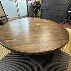 【美品】職人手製の本格木製ちゃぶ台（直径120cm）
