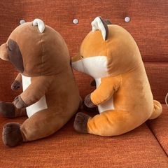 きつねとたぬき　BIGぬいぐるみの画像