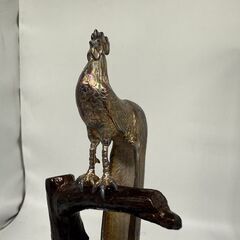 【愛品倶楽部柏店】光則作 銀製 尾長鶏 工芸品 美術 硝子ケース付の画像