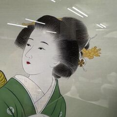愛品倶楽部柏店】美人画 浮水 絹本 アクリル 木製額縁入り 和額 日本