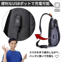お話し中　未使用　USB付きボディバッグの画像