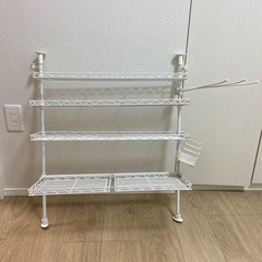 山善　キッチンラック 突っ張り幅 食器棚　60 ホワイト