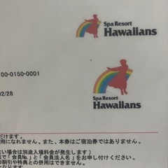 最終値下げハワイアンズチケット二枚