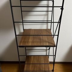 [山善] ラック (キャスター付き) 【全体耐荷重100㎏】 棚板カンタン高さ調節 幅45.5×奥行41.5×高さ128㎝ 組立品 ブライトブラウン MWS-12444C(BBR/SBK)の画像