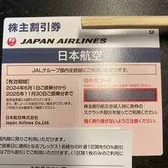 株主優待　JAL 2025.11.30まで