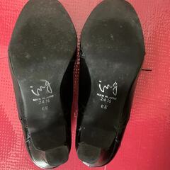日本製 ingイング　本革　レースアップ　パンプス サイズ：24.5cm 黒の画像