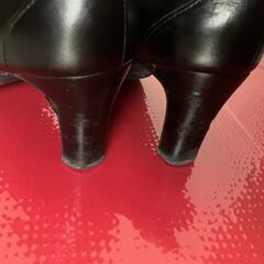 日本製 ingイング　本革　レースアップ　パンプス サイズ：24.5cm 黒の画像