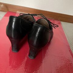 日本製 ingイング　本革　レースアップ　パンプス サイズ：24.5cm 黒の画像