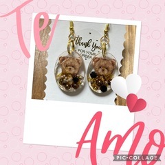 くまさんレジンピアス♡