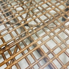 ラタンガラステーブル　四角　レトロ　の画像