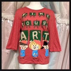 ꒰rough꒱絵描きさんTシャツ ロンＴ カットソー 赤ピンク系...