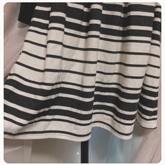 ꒰Rag Out꒱長袖 膝丈 ボーダー ワンピース 白黒 大人可愛いの画像