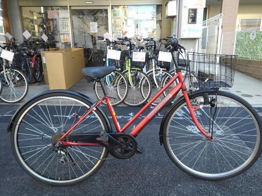 中古自転車３４２１　前後タイヤ新品！　２７インチ　６段ギヤ　ダイナモライト