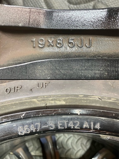 EMN GERMANY 5232 BP 社外アルミホイール 19×8.5J PCD112×5H ET+42 Φ66 245/35ZR19 2019年製 タイヤ付き トライアングル アウディ