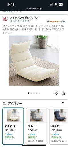 アイリスプラザのリクライニングチェア、座椅子