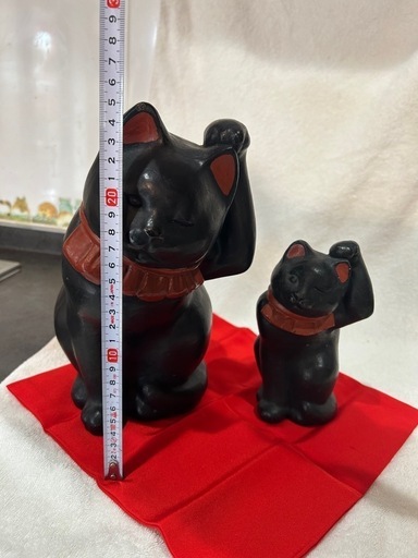 【希少】ハニべ焼 招き猫 黒猫 招福 幸運 まねき猫 レトロ　2匹セット