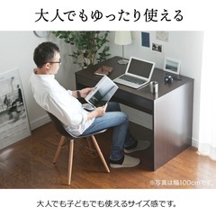 🩷新品未使用🥰100cm幅 奥行60cm 木製 デスク 木目調 書斎机 書斎デスク 勉強机 学習机 学習デスク ミシン台 おしゃれ 大人 シンプル 新生活 机 子供 テレワーク 在宅勤務 リモートワーク 在宅ワーク PCデスク 机の画像