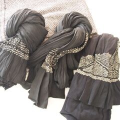 兵児帯 絞り 黒　男物 まとめ4点の画像