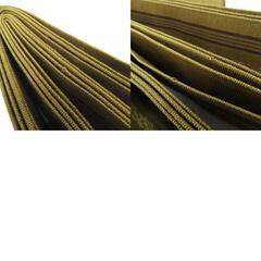 角帯 伝統工芸 本場筑前博多織 タグ付き 絹100％ カラシ色 献上柄 紳士 男性用 定番 正絹 メンズ 男帯 着物 浴衣 和装 長さ416cm 【キモノオフ野々市若松店】の画像