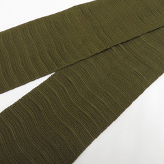 角帯 伝統工芸 本場筑前博多織 タグ付き 絹100％ カーキ色 地模様 紳士 男性用 正絹 メンズ 男帯 着物 浴衣 和装 長さ422cm 【キモノオフ野々市若松店】の画像