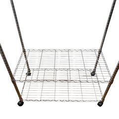 25C098_ジ 3段ハンガーパイプ付きメタルラック 家具 棚 ラック 衣類掛け 現状品 中古の画像
