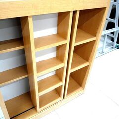 書棚 本棚 スライド棚付き 大型　高さ 約195cm 横幅 約85cm 中古 木目 苫小牧西店の画像