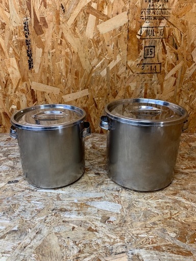 a(7037) 寸胴鍋 2個セット 目盛り付き 板手付き キッチンポット ステンレス 蓋付き 22cm 24cm 業務用 飲食店 厨房用品 調理器具