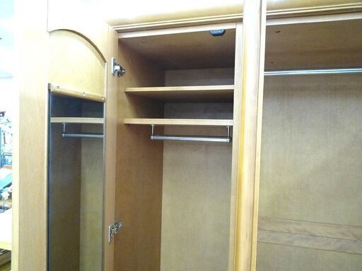 大型 洋服タンス 洋タンス ロッカータンス 木製 中古 3枚扉 高さ 約204.5cm 横幅 約132.5cm 苫小牧西店