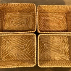 MUJI　カゴ　重なるラタン長方形バスケット・大の画像