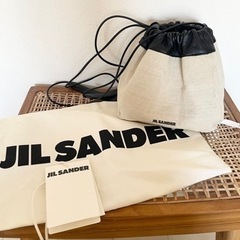 JIL SANDER ドローストリングバッグ ベージュ/ブラック　巾着バッグ