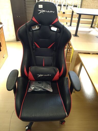 【D32】ｹﾞｰﾐﾝｸﾞﾁｪｱ E-WIN 赤×黒 座面ヒビ