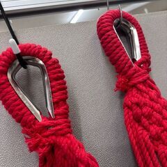 ハンモック 室内 室外 兼用 自立式 スタンド 収納バック付 アウトドア キャンプ レッド系の画像