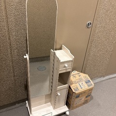 全身ミラードレッサー キャスター付き ホワイト