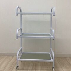 3段ガラスワゴン（ホワイトスチール）