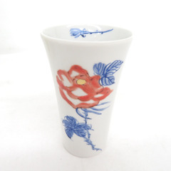 九谷焼 食器 伝統工芸士 南恵子氏 フリーカップ 5客セット 薔薇 バラ 箱付き 骨董・民芸品 タンブラー ビアグラス 【キモノオフ野々市若松店】の画像