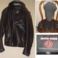 バイク用革ジャンパー（プロテクタ付き）MOTO FIELDライダ...