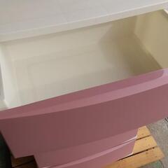 取引中☆美品アイリス5段チェスト　ホワイト×濃いピンク☆の画像