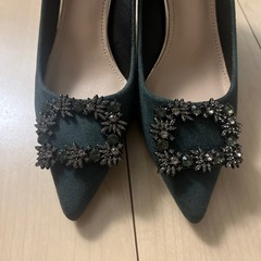 深緑 7センチヒール 25cmの画像