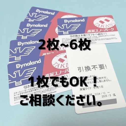 高鷲スノーパーク・ダイナランド  共通リフト券  2枚から(割引券付き・残6枚)