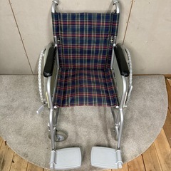 【570】アルミ製 チェック柄 介助用車椅子