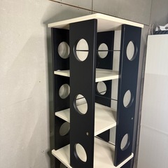 【568】木製ラック 5段 黒とアイボリーの画像